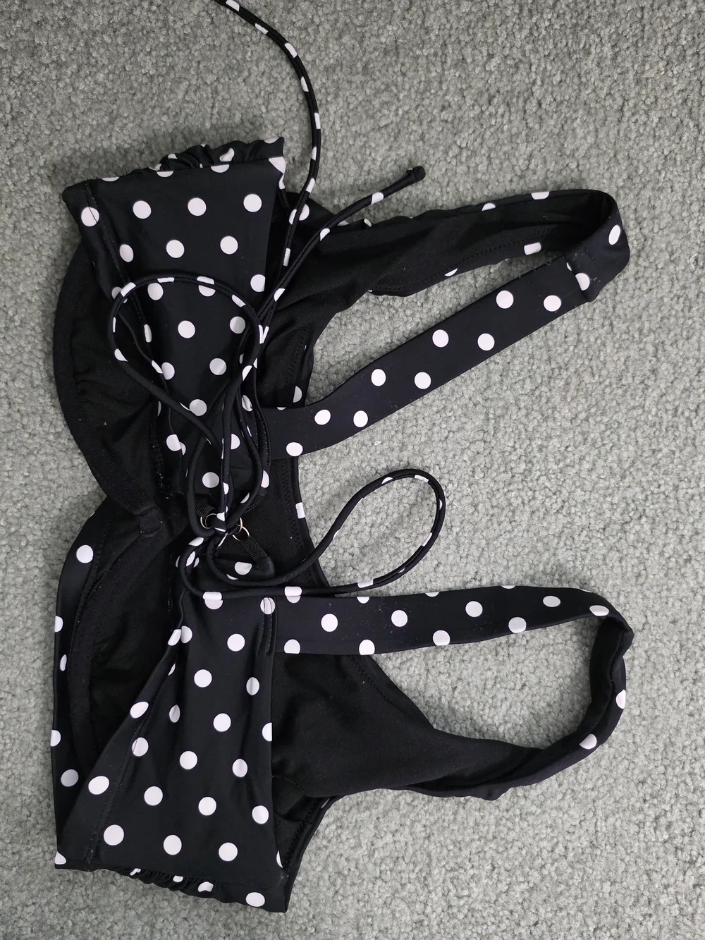 Black Polka Dot Scoop Bikini Top & High Waist Bottom - Women Swim - Picture 4 of 5